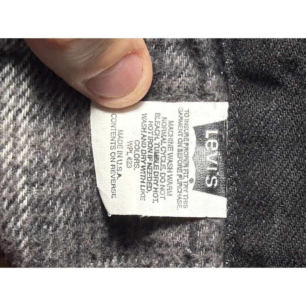 Levi’s Sherpa Lined Black Denim Trucker Vest Corduroy Collar Men’s L Vintage